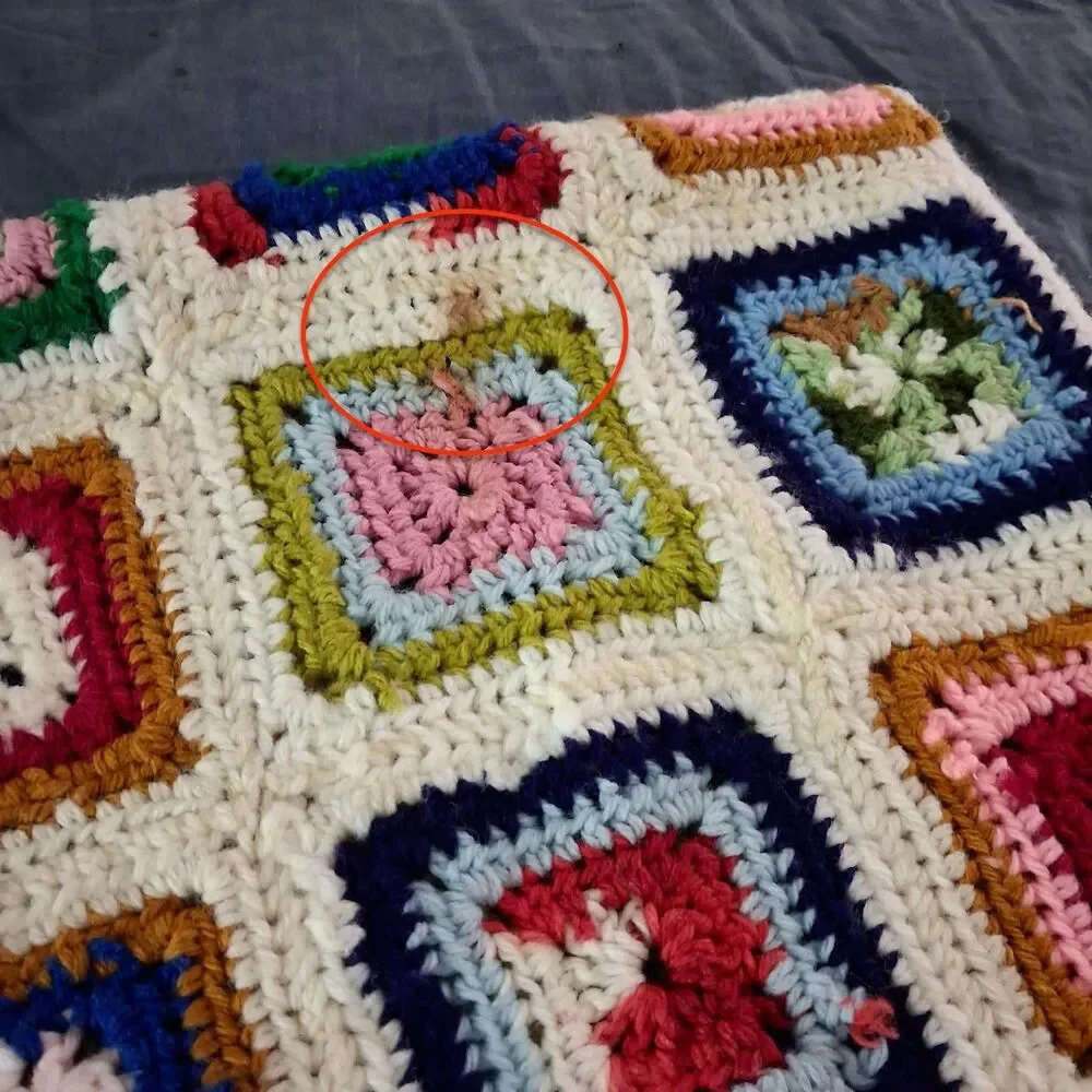 Vintage Granny Square Crochet Afghan Throw 54 x 38 Handmade BOHO Colorful
